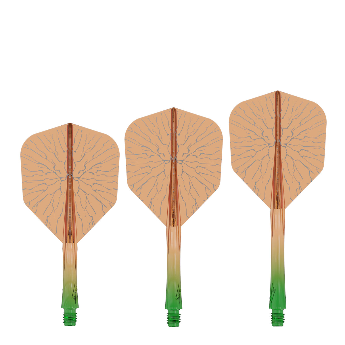 Caliburn SUP Flights - Moulded Shaft and Flight -  Standard No6 - Crack - Green & Orange