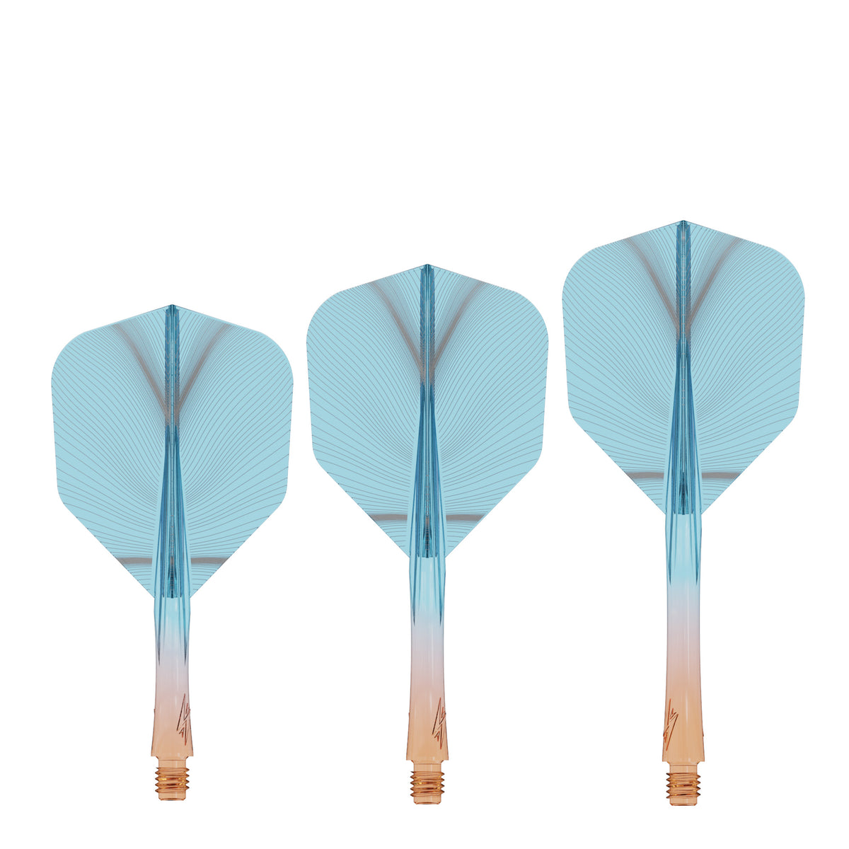 Caliburn SUP Flights - Moulded Shaft and Flight -  Standard No6 - Feather - Orange & Blue