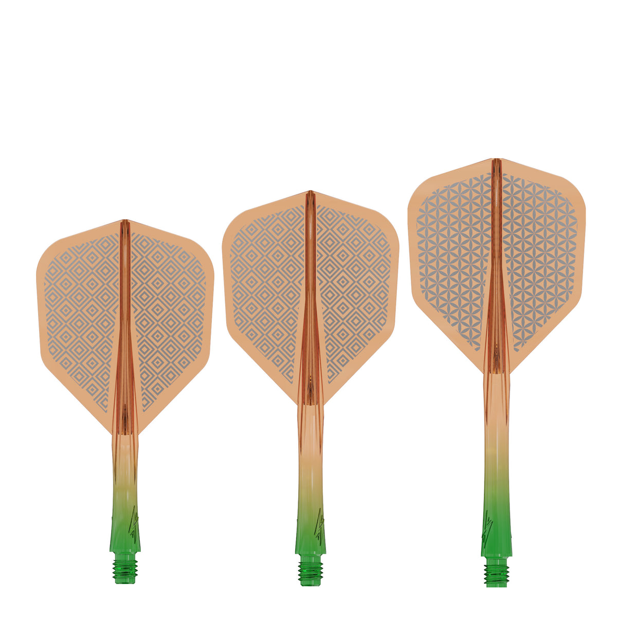 Caliburn SUP Flights - Moulded Shaft and Flight -  Standard No6 - Block - Green & Orange