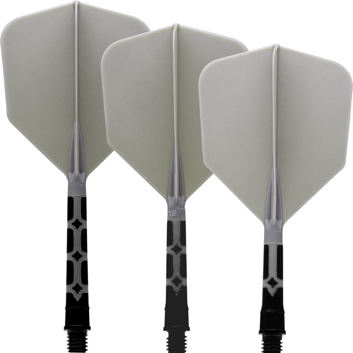 Cuesoul Rost T19 Integrated Dart Shaft and Flights - Big Wing - Black with Grey Flight
