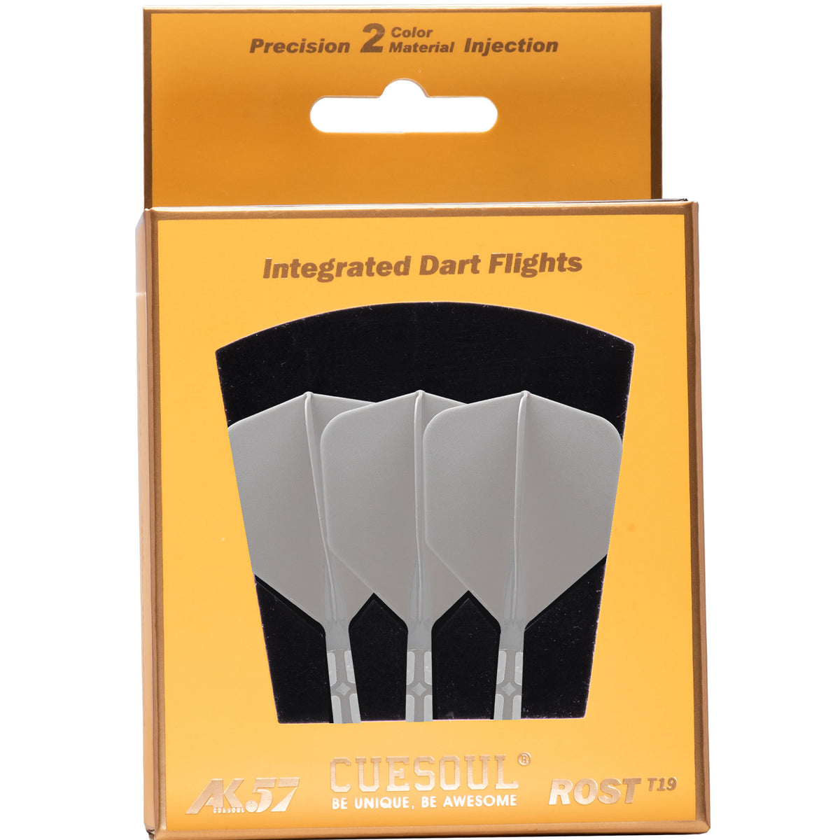 Cuesoul Rost T19 Integrated Dart Shaft and Flights - Big Wing - Clear with Grey Flight