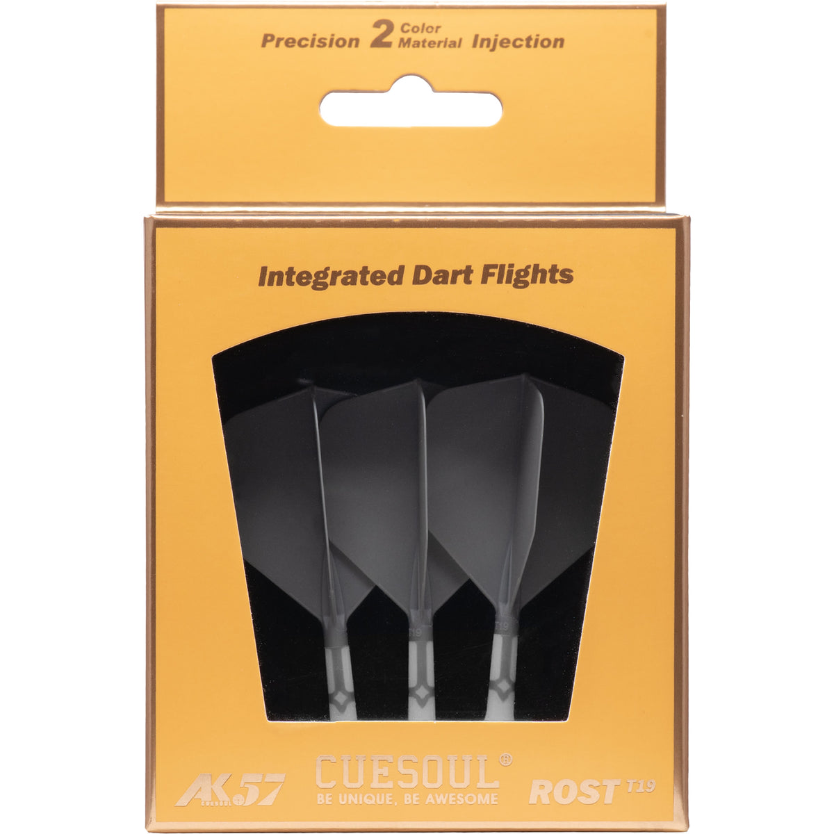 Cuesoul Rost T19 Integrated Dart Shaft and Flights - Big Wing - White with Grey Flight