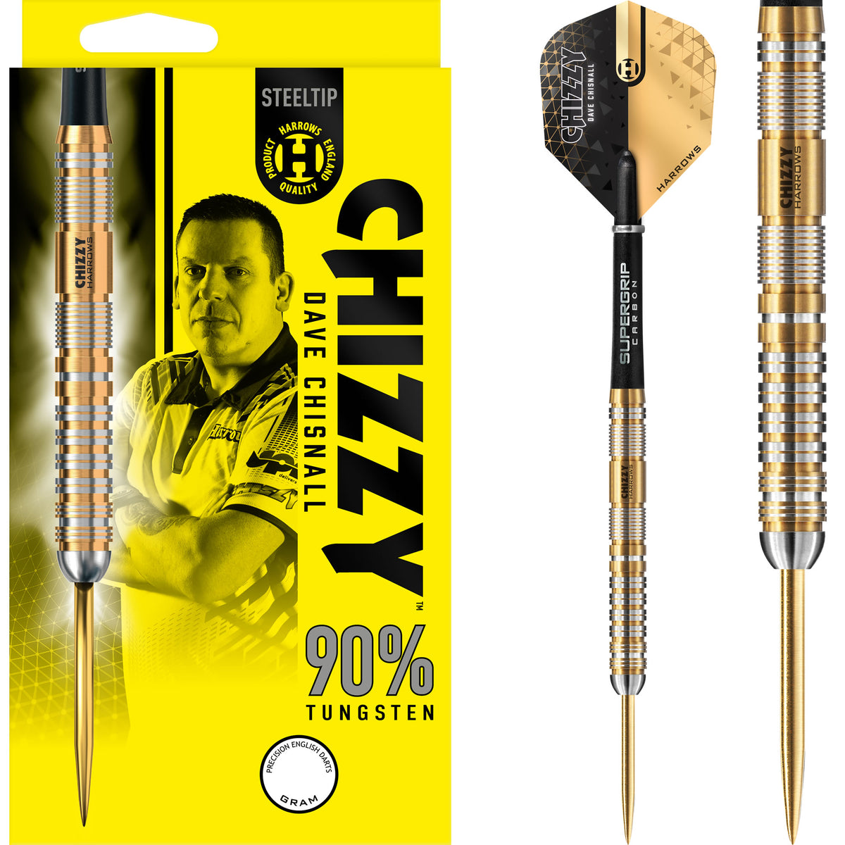 *Harrows Chizzy v2 Darts - Steel Tip - 90% - Dave Chisnall - Gold Titanium