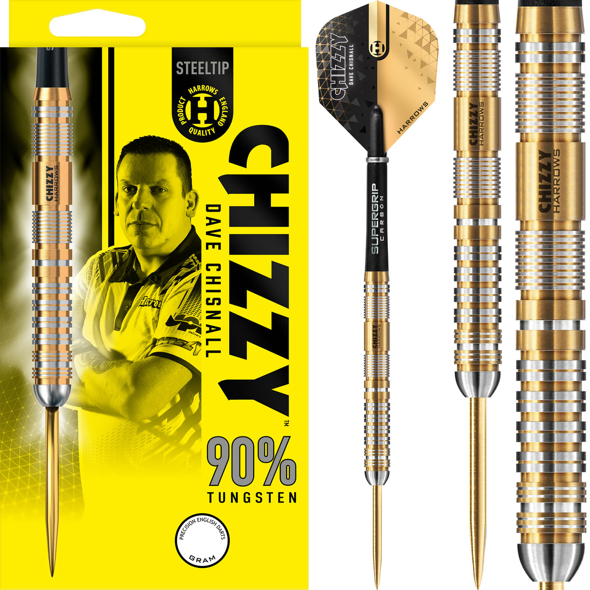 *Harrows Chizzy v2 Darts - Steel Tip - 90% - Dave Chisnall - Gold Titanium