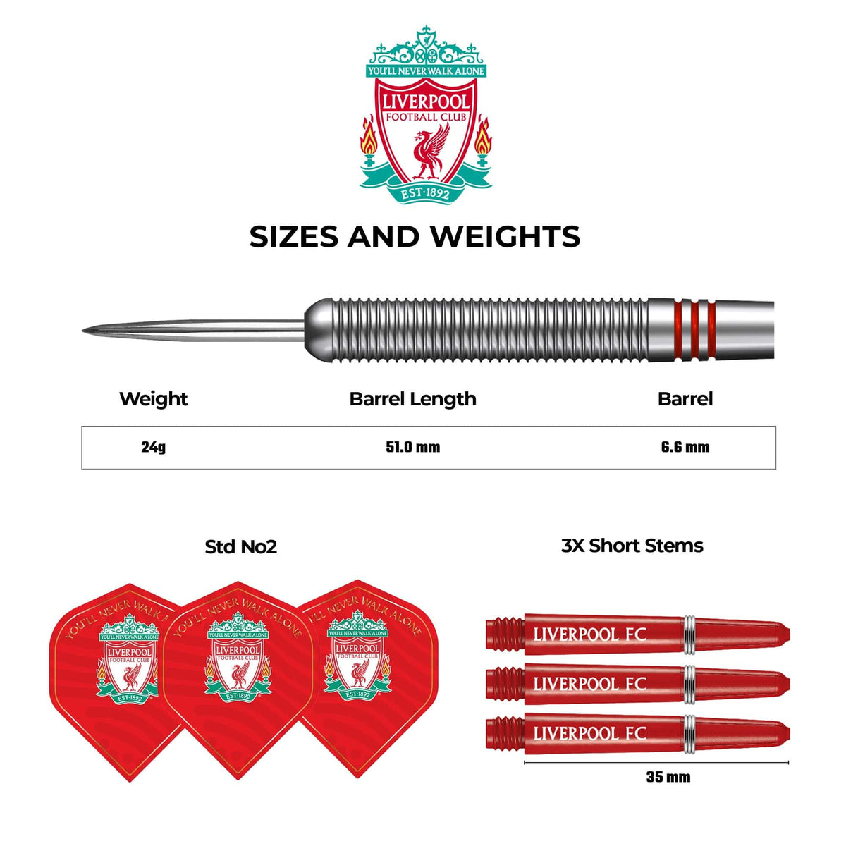 Liverpool FC Darts - Steel Tip Tungsten - Official Licensed - LFC - 24g