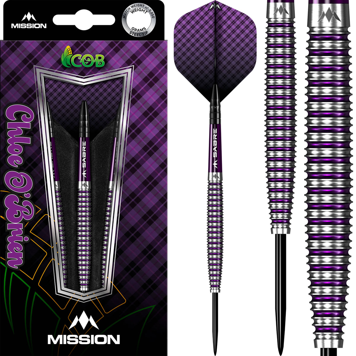 *Mission Chloe OBrien Darts - Steel Tip - 95% - Electro Purple