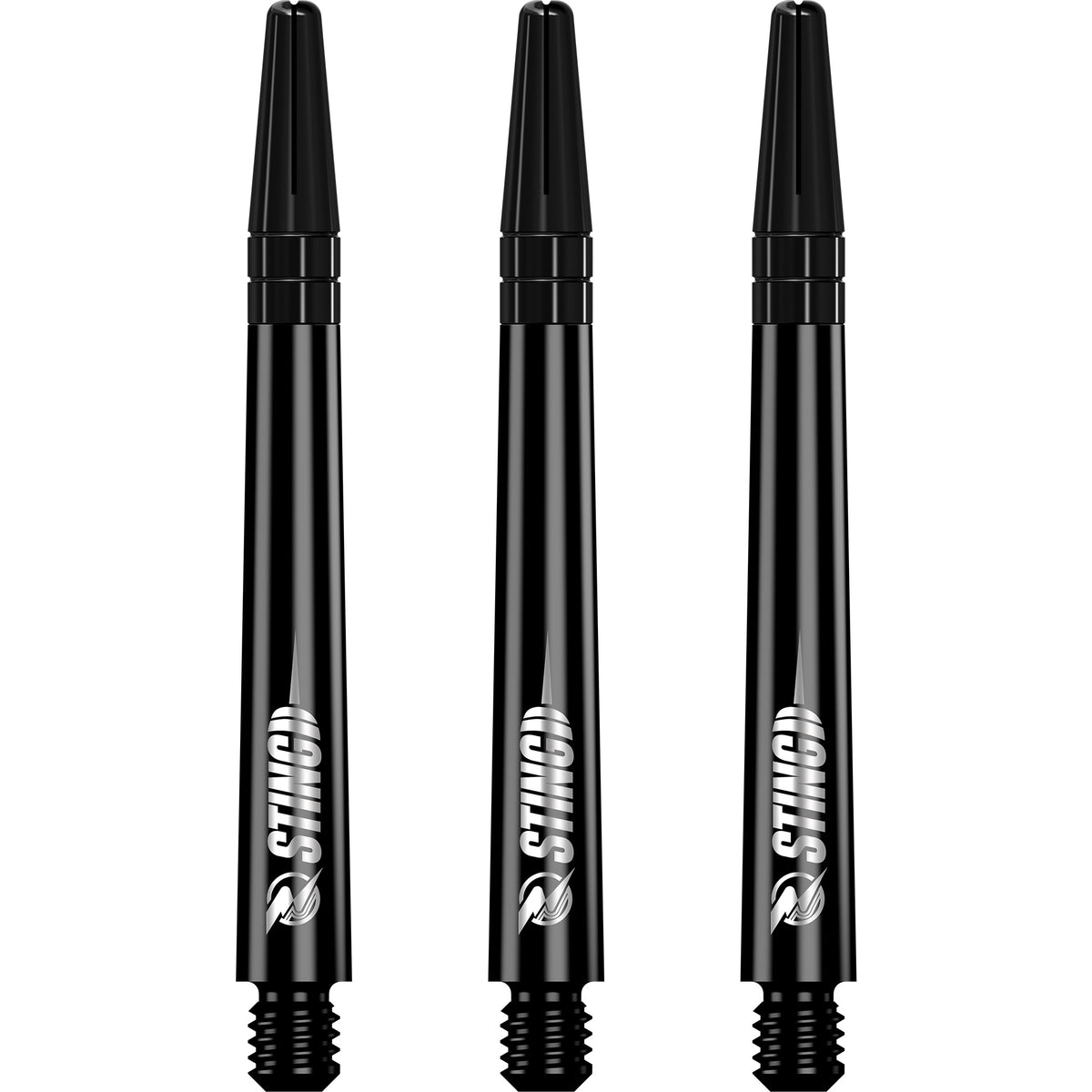 Ruthless Sting Dart Shafts - Polycarbonate - Solid Black - Black Top