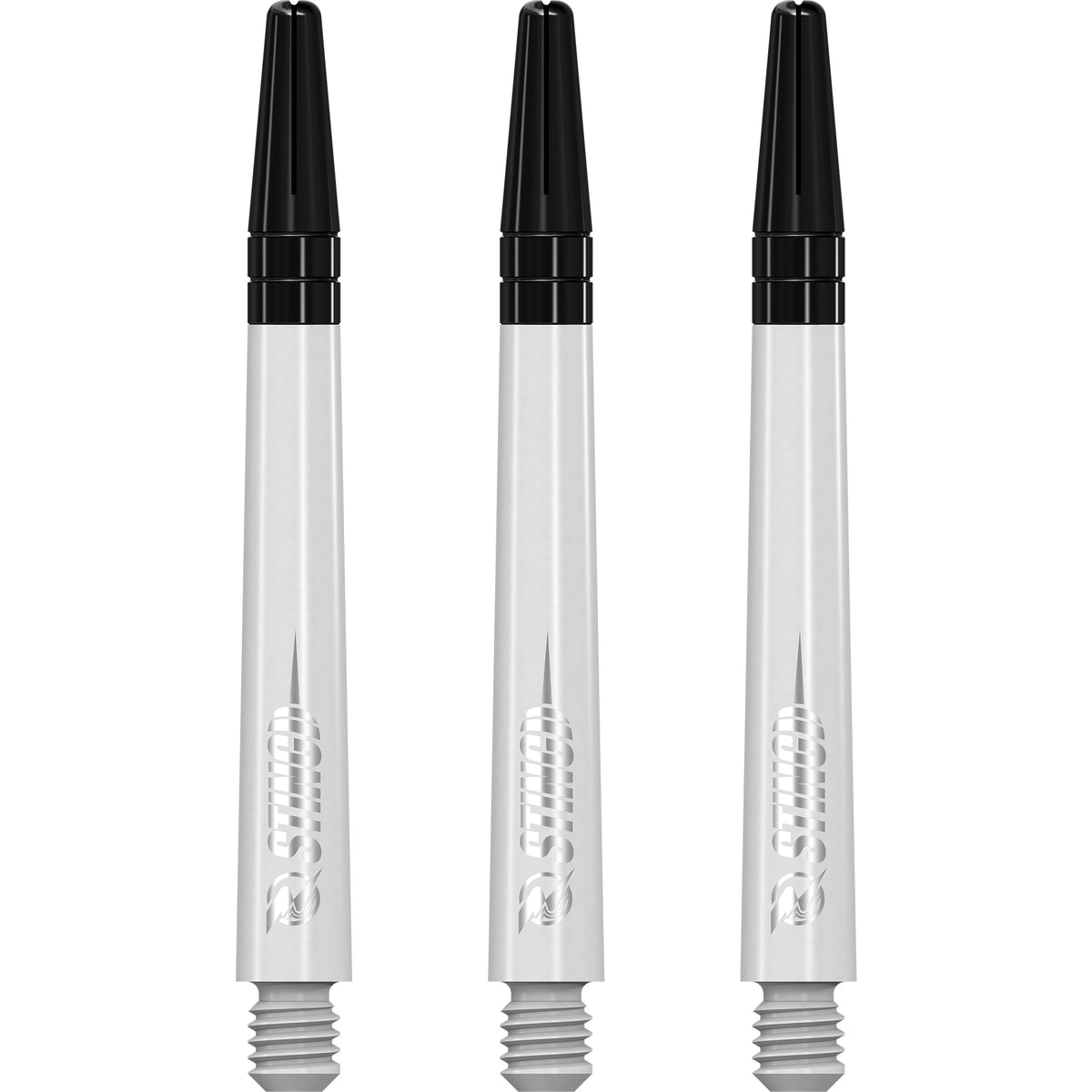 Ruthless Sting Dart Shafts - Polycarbonate - Solid White - Black Top