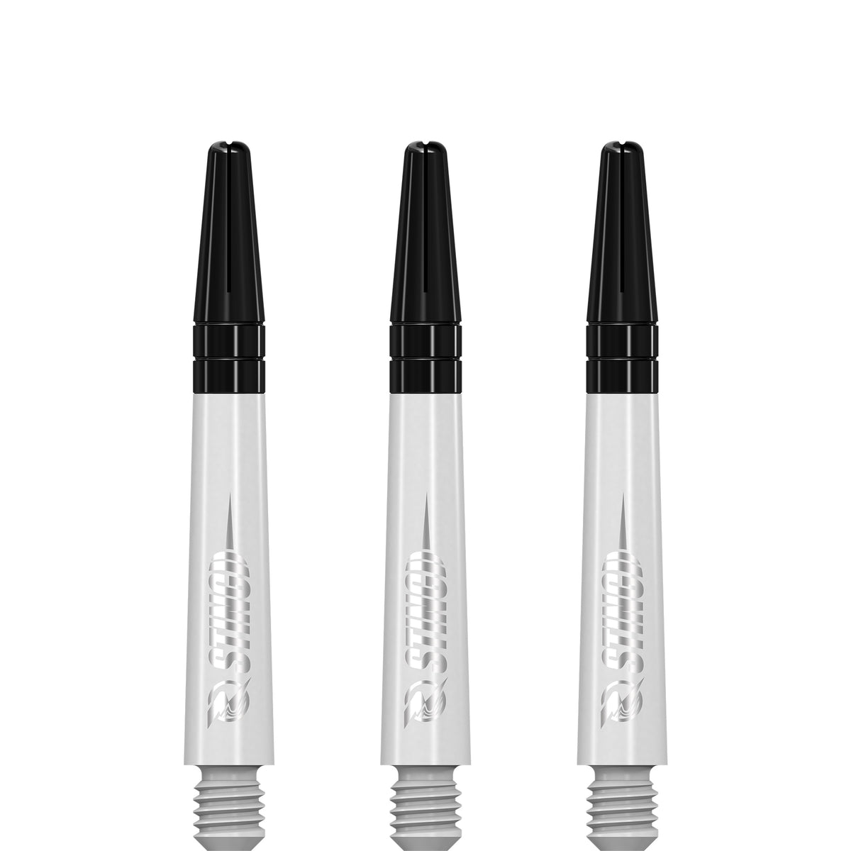Ruthless Sting Dart Shafts - Polycarbonate - Solid White - Black Top