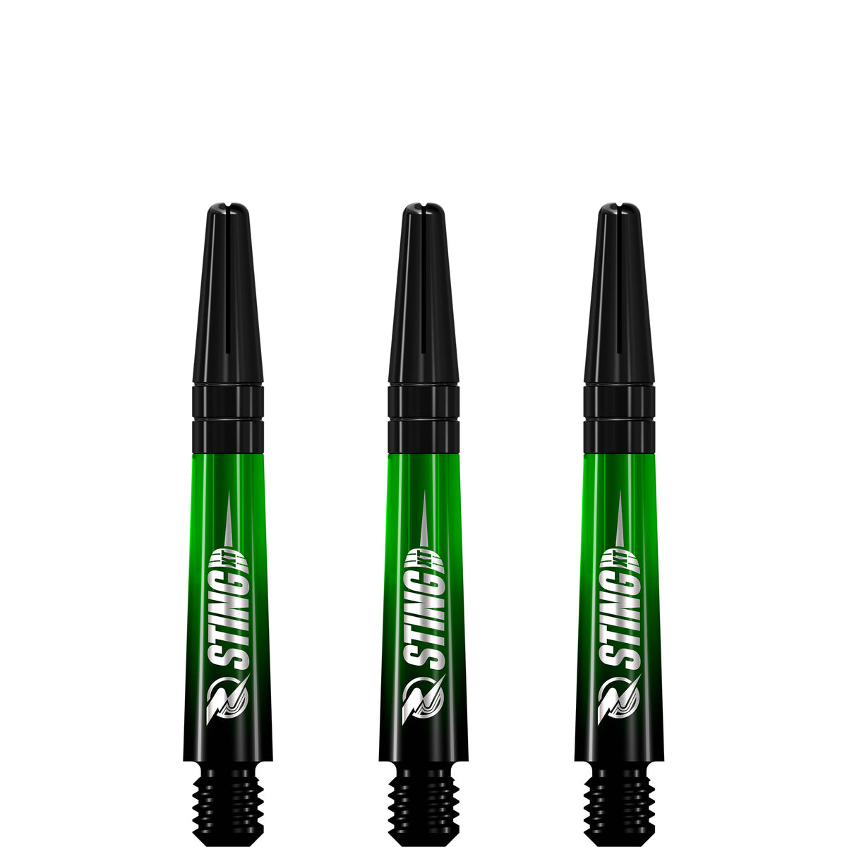 Ruthless Sting XT Dart Shafts - Polycarbonate - Gradient Black & Green - Black Top