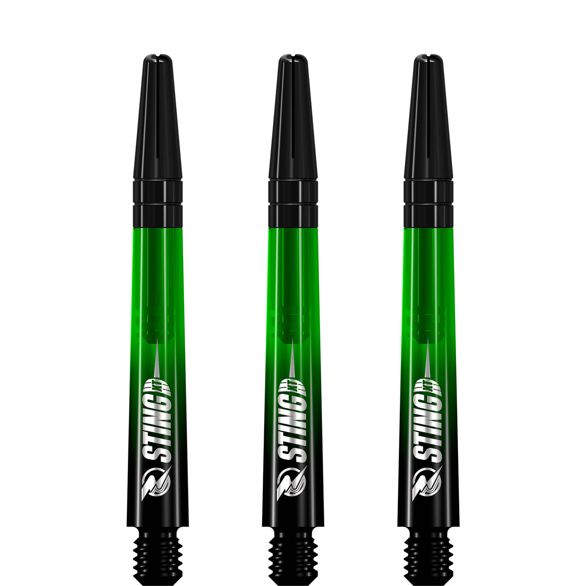 Ruthless Sting XT Dart Shafts - Polycarbonate - Gradient Black & Green - Black Top
