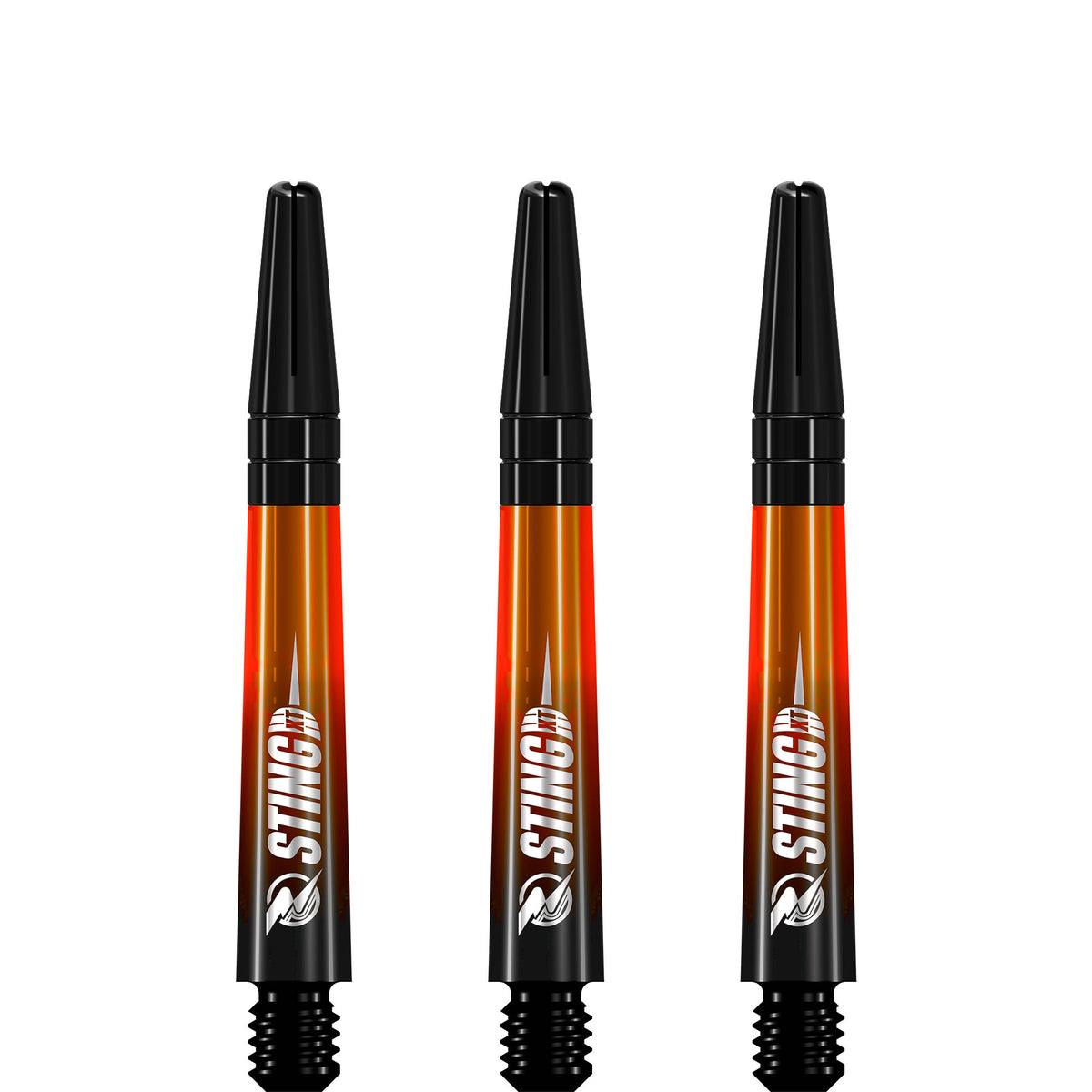 Ruthless Sting XT Dart Shafts - Polycarbonate - Gradient Black & Orange - Black Top