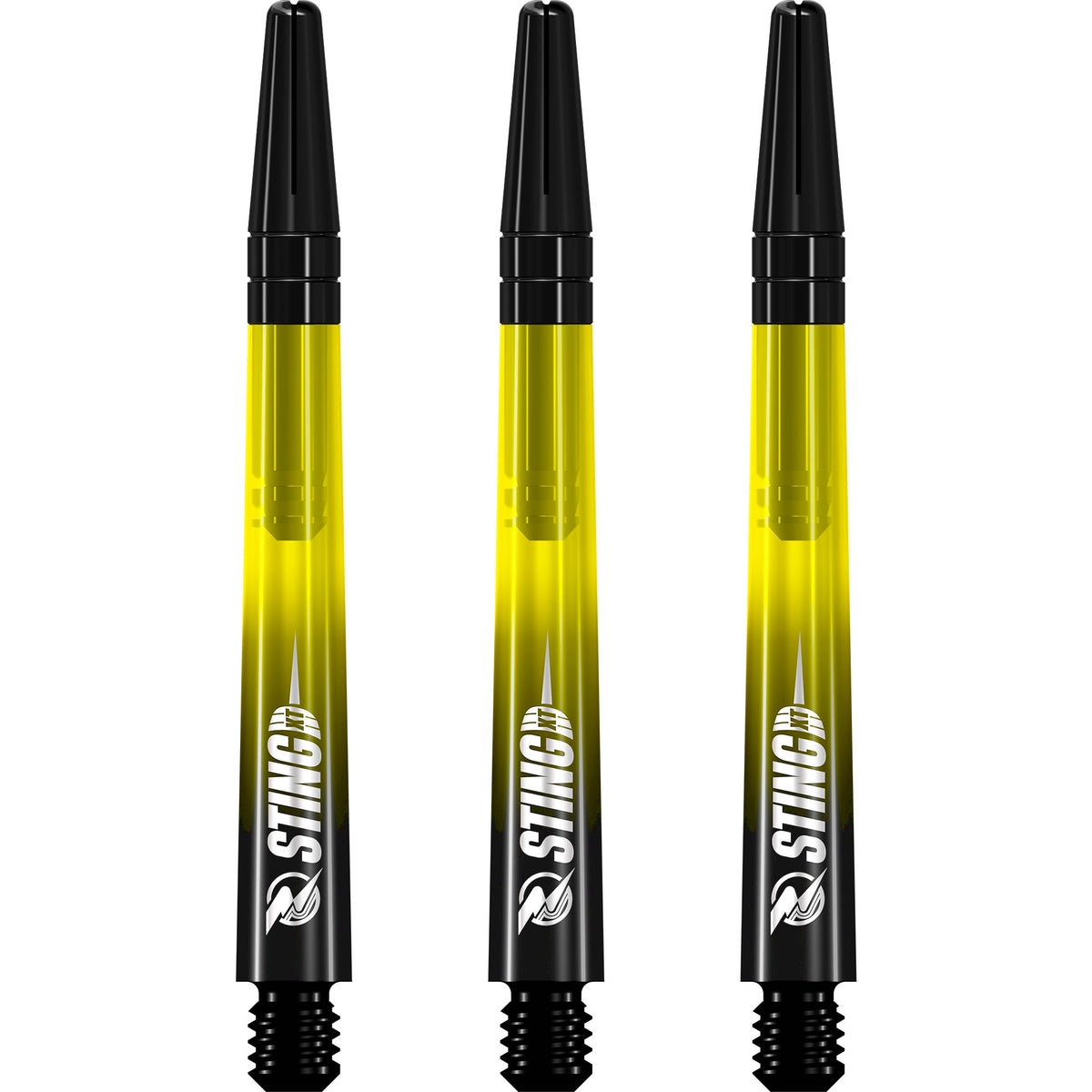 Ruthless Sting XT Dart Shafts - Polycarbonate - Gradient Black & Yellow - Black Top