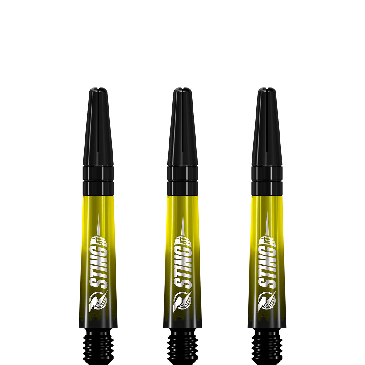 Ruthless Sting XT Dart Shafts - Polycarbonate - Gradient Black & Yellow - Black Top