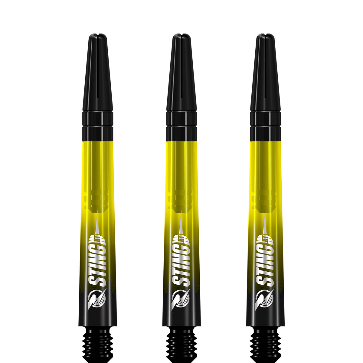 Ruthless Sting XT Dart Shafts - Polycarbonate - Gradient Black & Yellow - Black Top