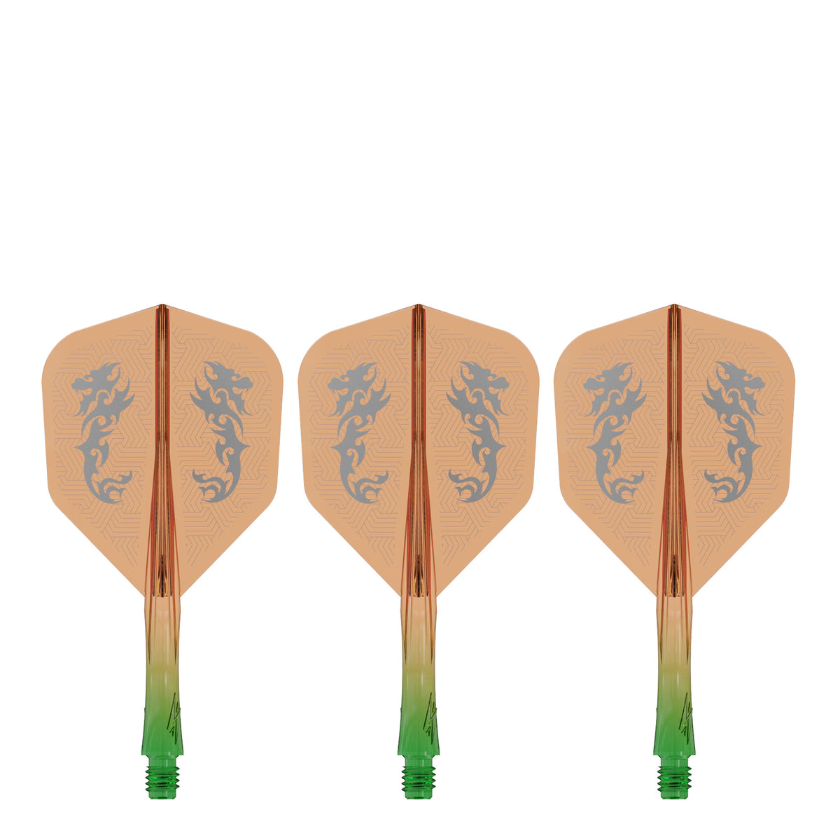 Caliburn SUP Flights - Moulded Shaft and Flight -  Standard No6 - Dragon - Green & Orange