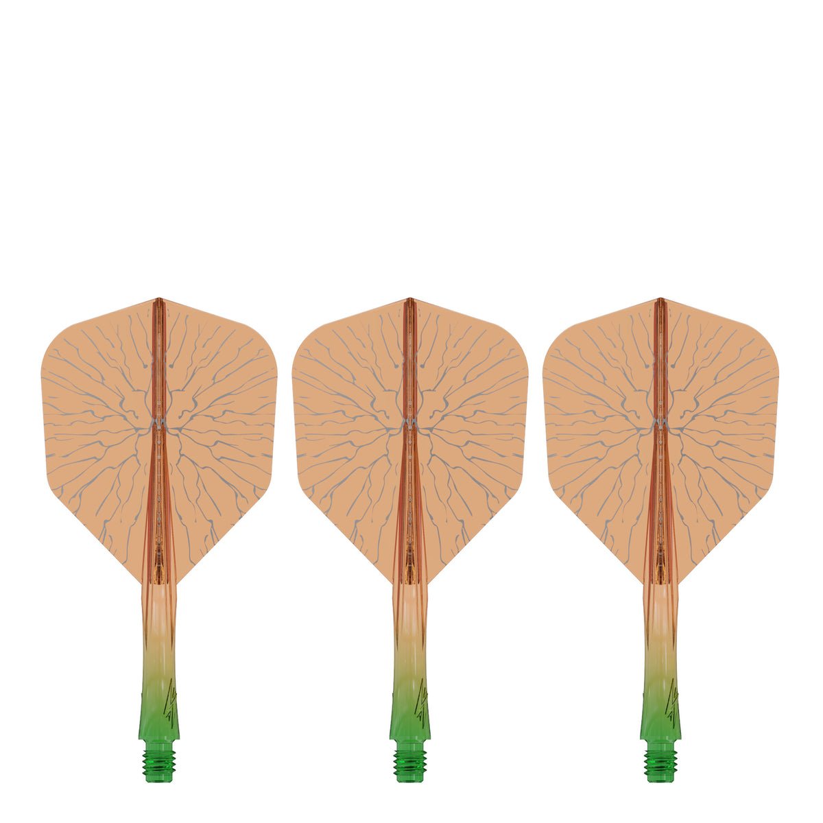 Caliburn SUP Flights - Moulded Shaft and Flight -  Standard No6 - Crack - Green & Orange