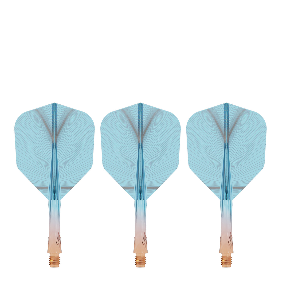 Caliburn SUP Flights - Moulded Shaft and Flight -  Standard No6 - Feather - Orange & Blue