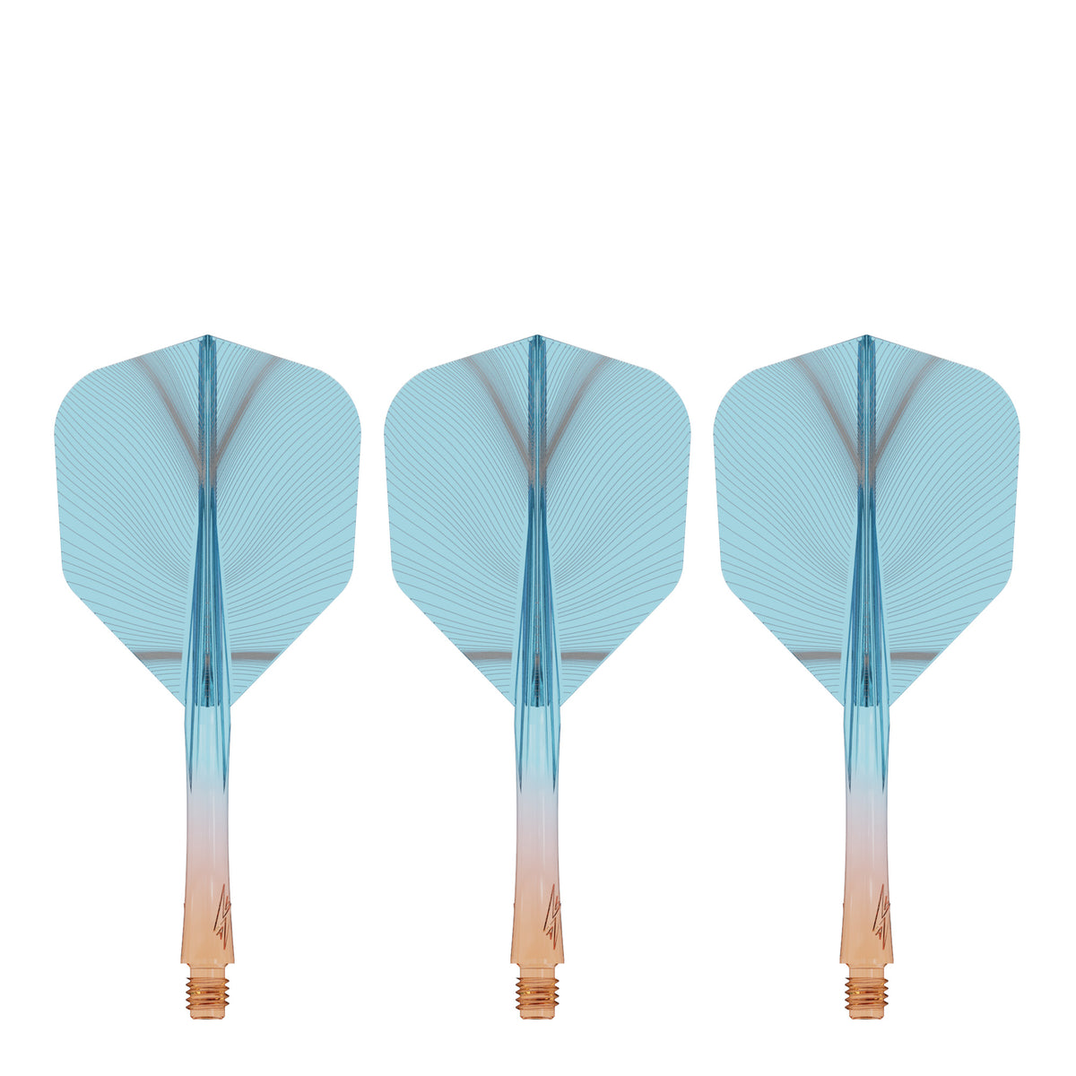 Caliburn SUP Flights - Moulded Shaft and Flight -  Standard No6 - Feather - Orange & Blue