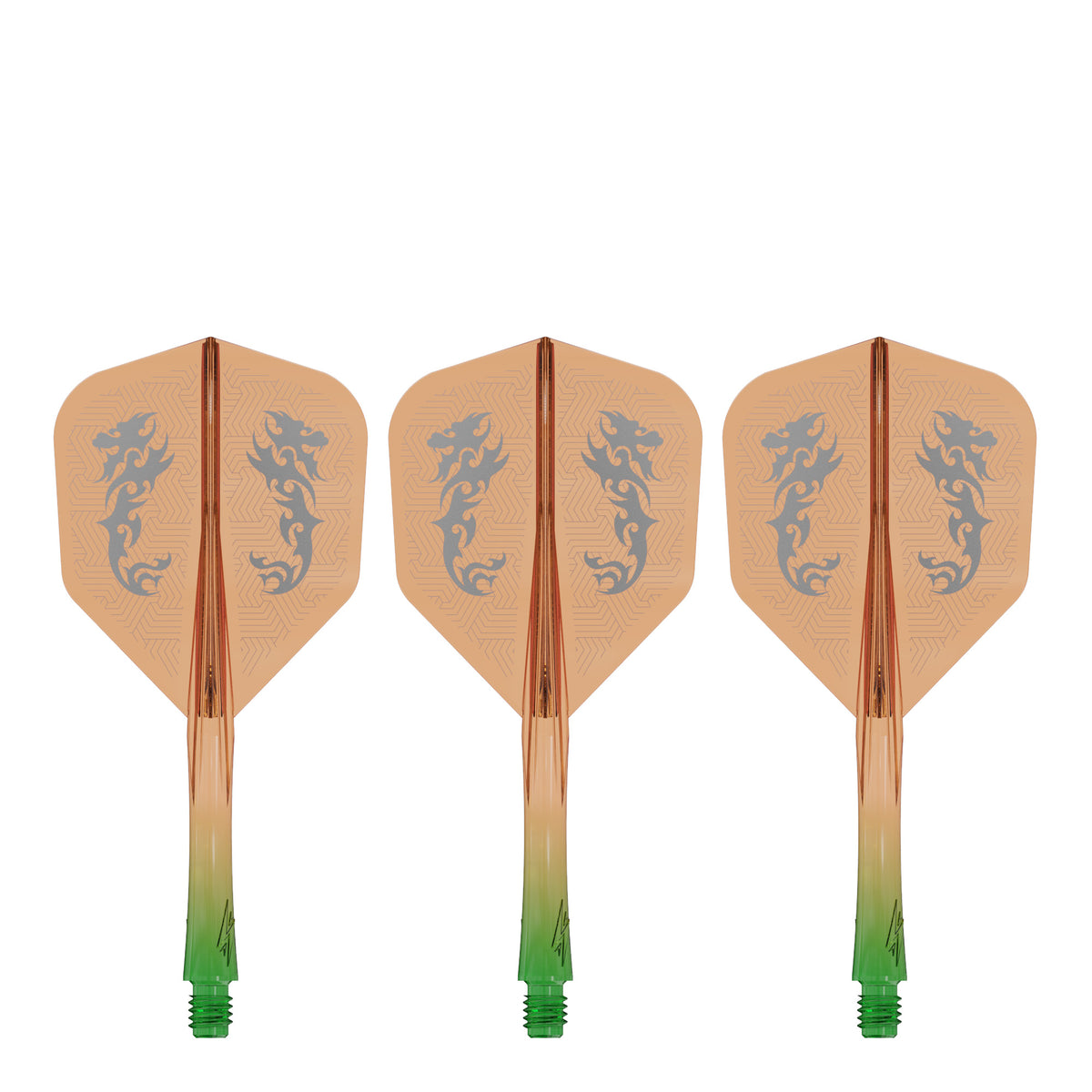 Caliburn SUP Flights - Moulded Shaft and Flight -  Standard No6 - Dragon - Green & Orange