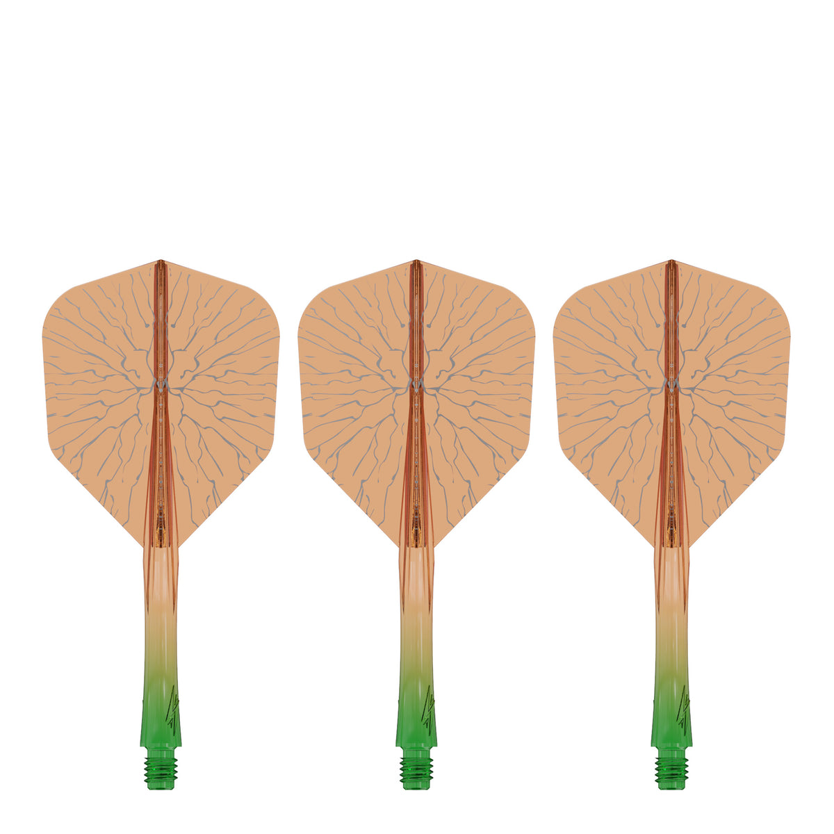 Caliburn SUP Flights - Moulded Shaft and Flight -  Standard No6 - Crack - Green & Orange