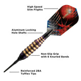 Viper Atomic Bee Darts - Soft Tip - Coated Alloy - Coloured Rings - Purple