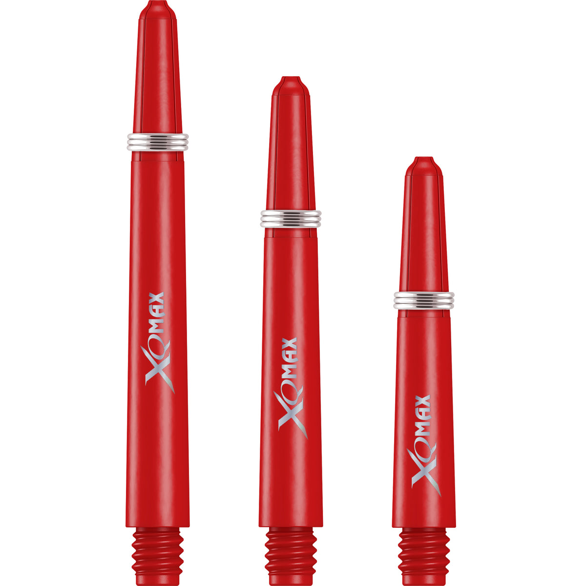 XQMax Polycarbonate Dart Shafts - Solid Colour with Logo - includes Springs - Red