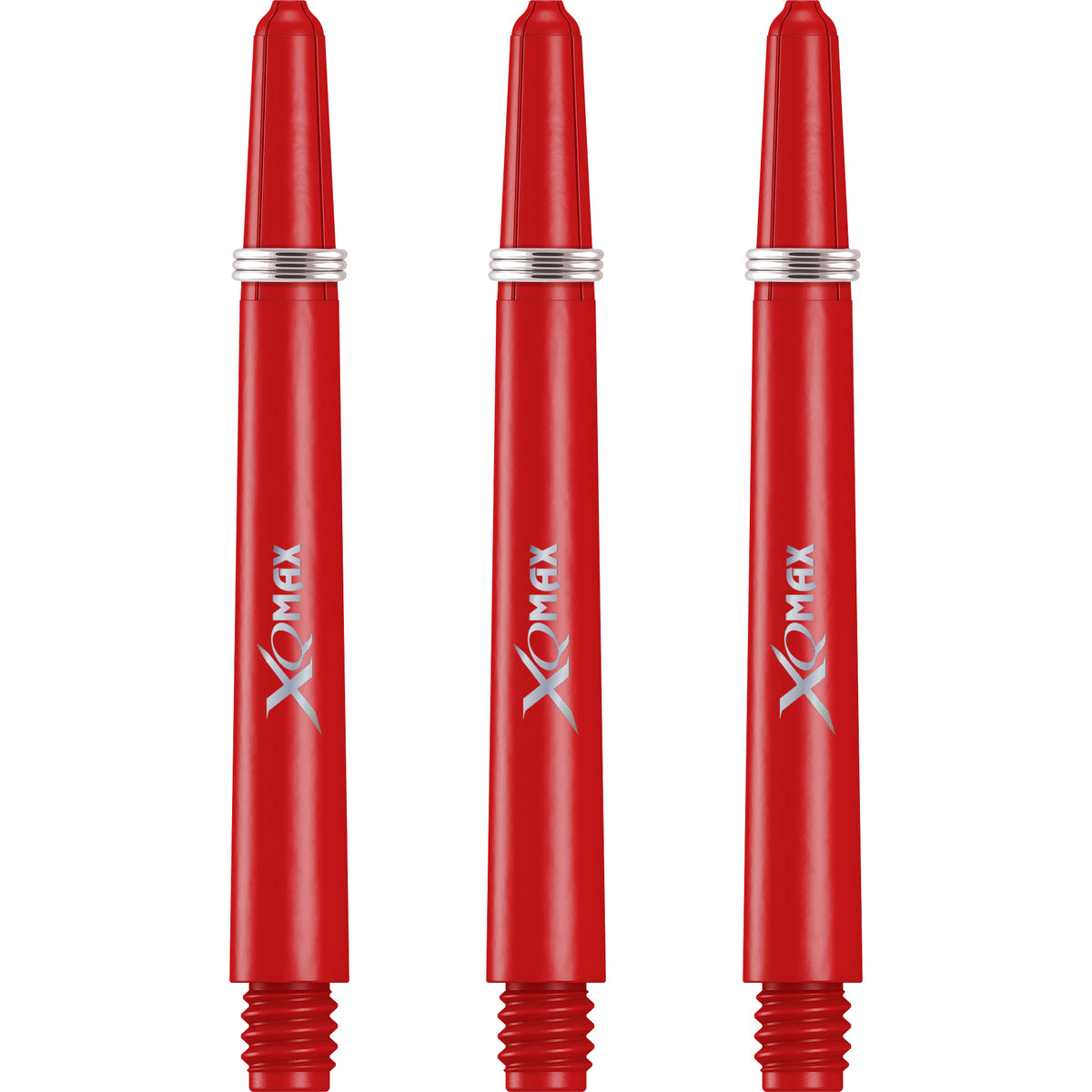 XQMax Polycarbonate Dart Shafts - Solid Colour with Logo - includes Springs - Red