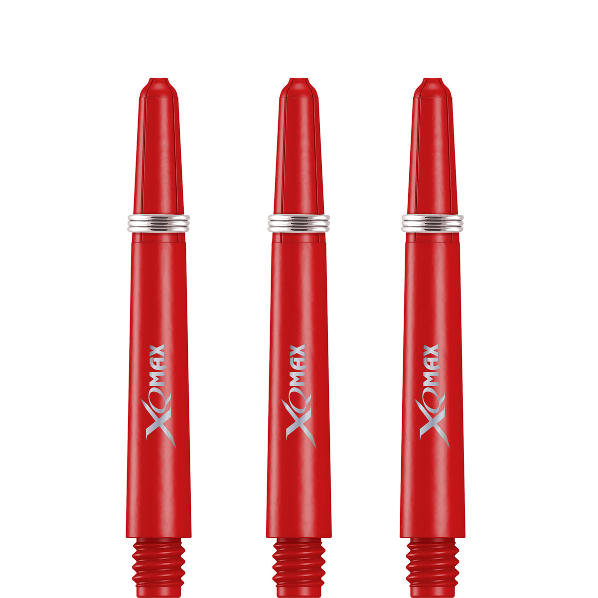 XQMax Polycarbonate Dart Shafts - Solid Colour with Logo - includes Springs - Red