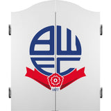 Bolton Wanderers Dartboard Cabinet - Official Licensed - BWFC - C2 - White - Colour Logo