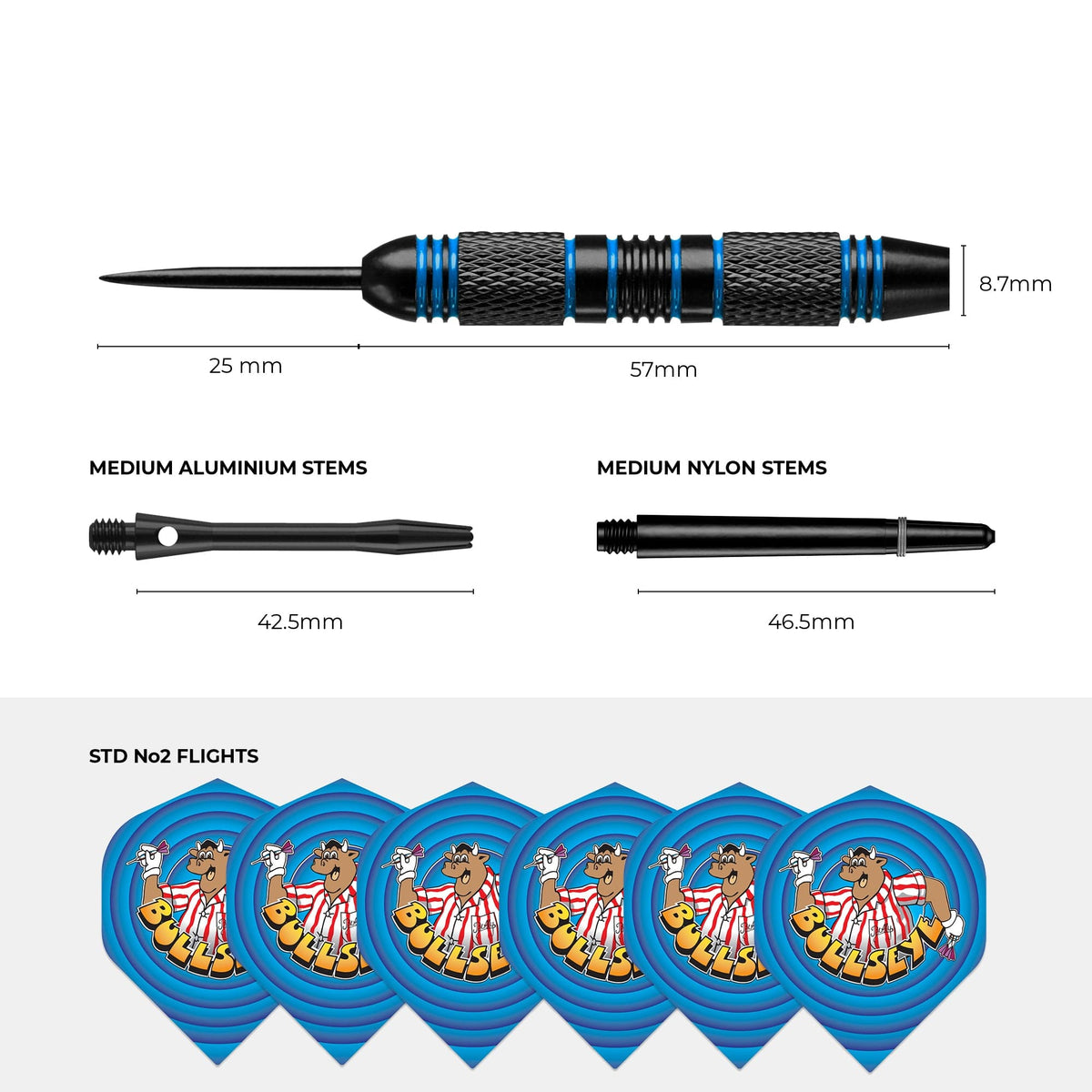 Bullseye Darts - Steel Tip Brass Gift Set - 2 Sets Darts - Bully Design - 24g 24g