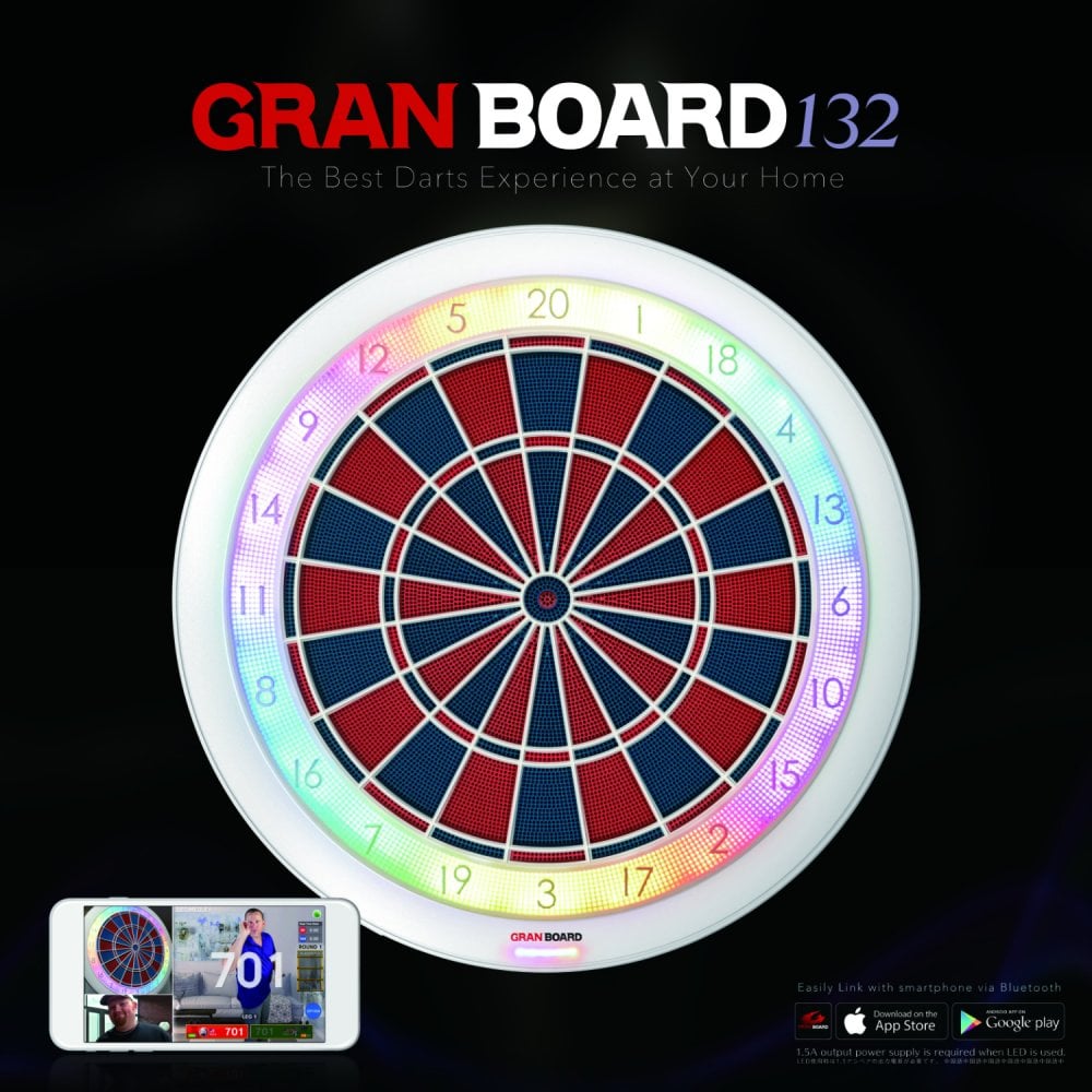 Granboard 132 - Professional Electronic - Soft Tip Dartboard - White