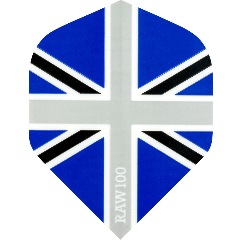 Dart Flights - Raw 100 - 100 Micron - Std - Union Jack Black Blue