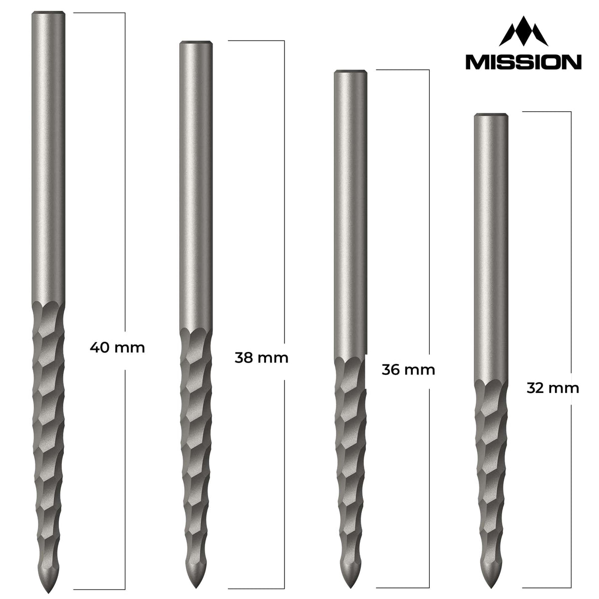 Mission Lunar FS Dart Points - Spare Points - Rough Cut - Silver