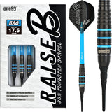 One80 Raise B Darts - Soft Tip - Black - Aqua Blue Rings 17g