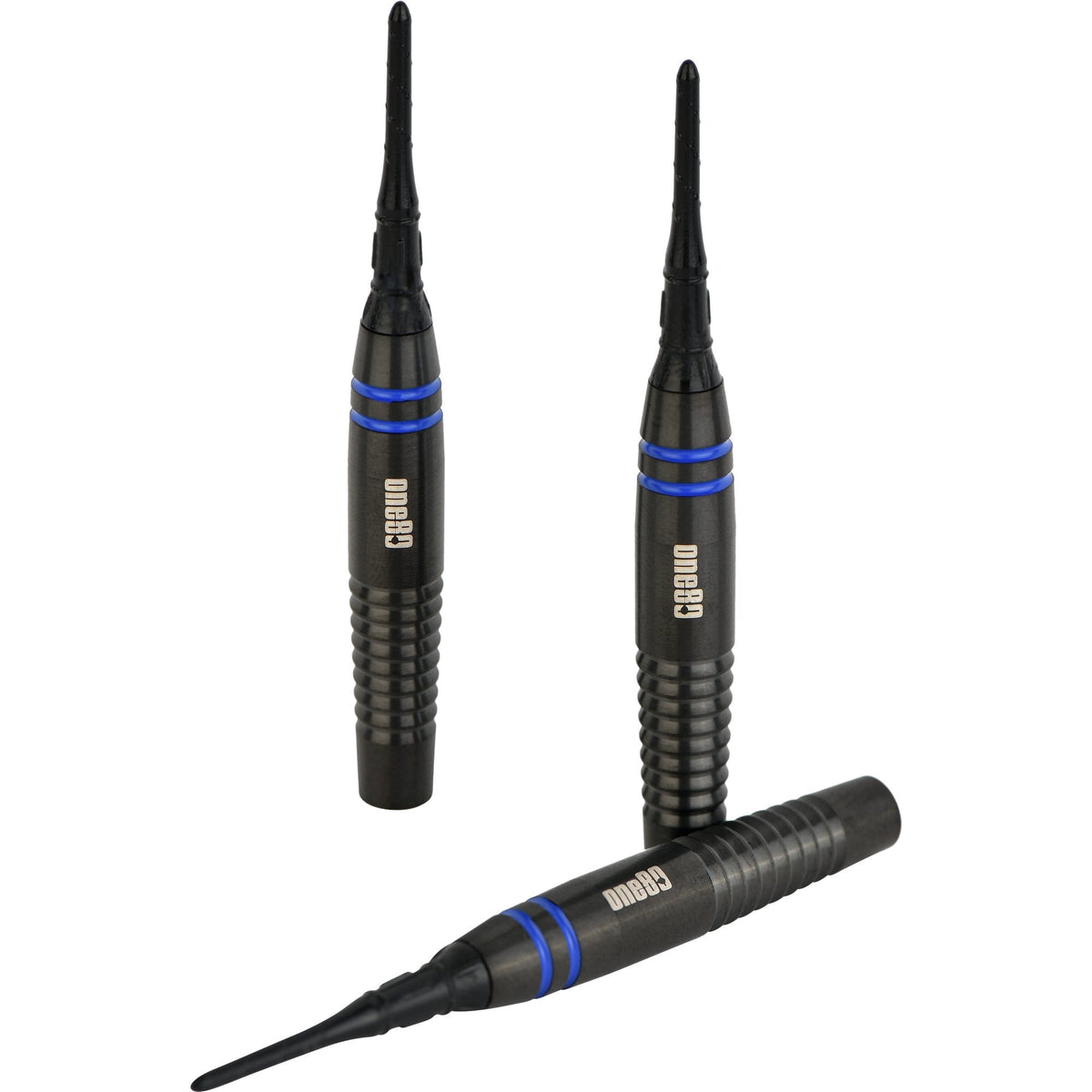 One80 Raise B Darts - Soft Tip - Black - Blue Rings 17g