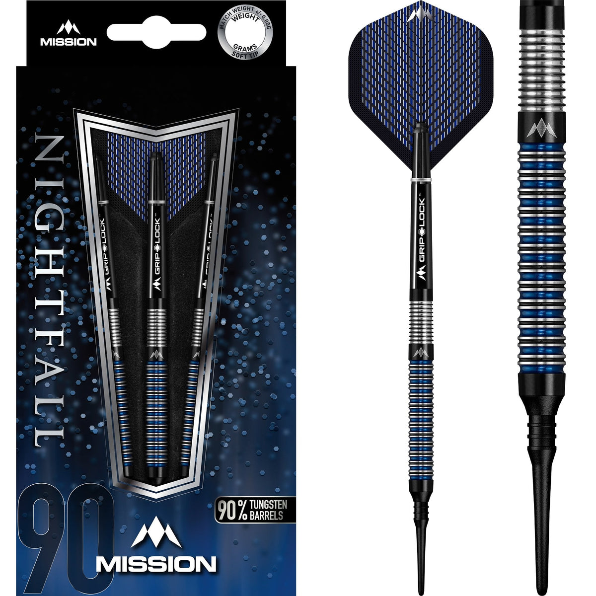 Mission Nightfall Darts - Soft Tip - M1 - Straight Ring 18g