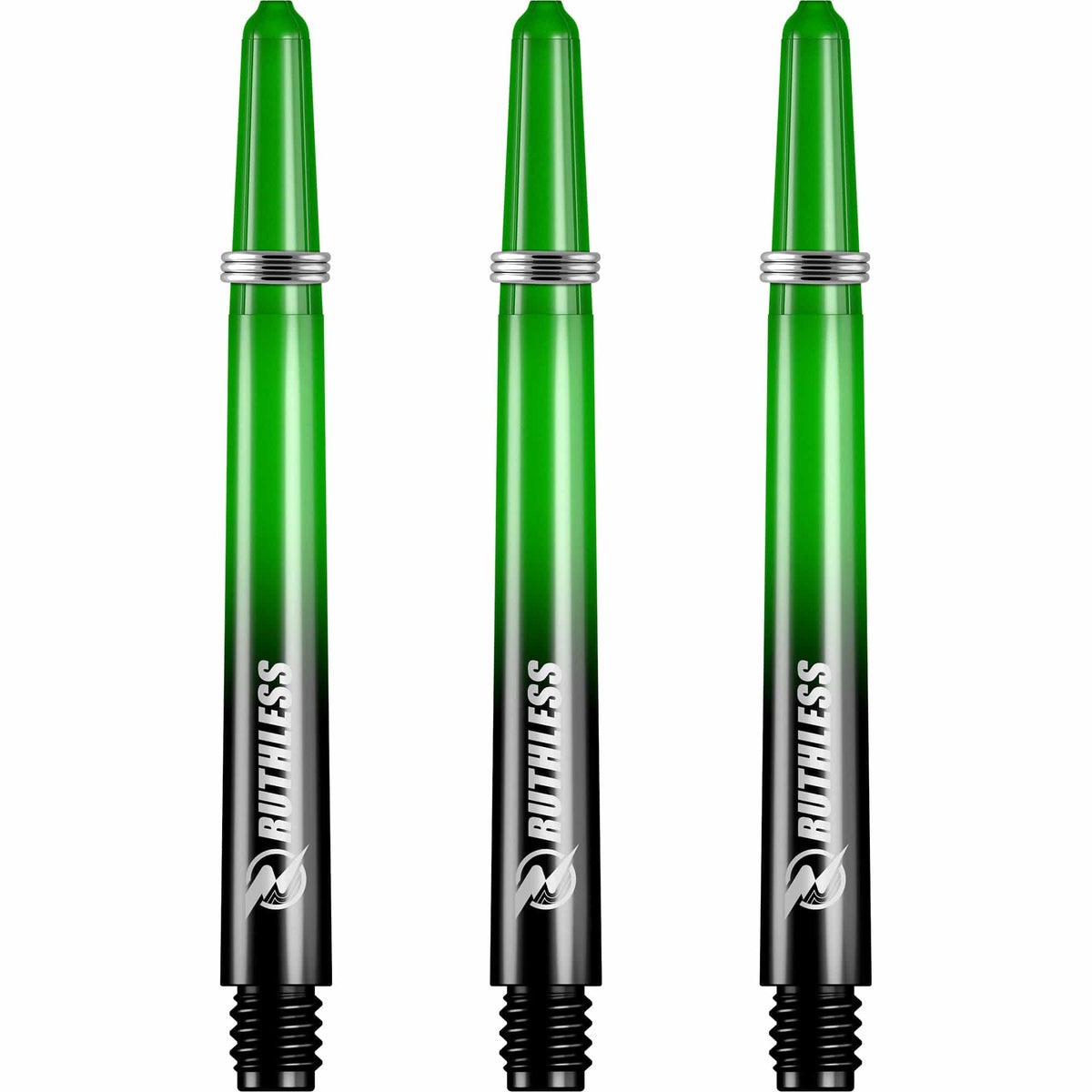 Ruthless Deflectagrip Plus Dart Shafts - Polycarbonate Stems with Springs - Green Medium