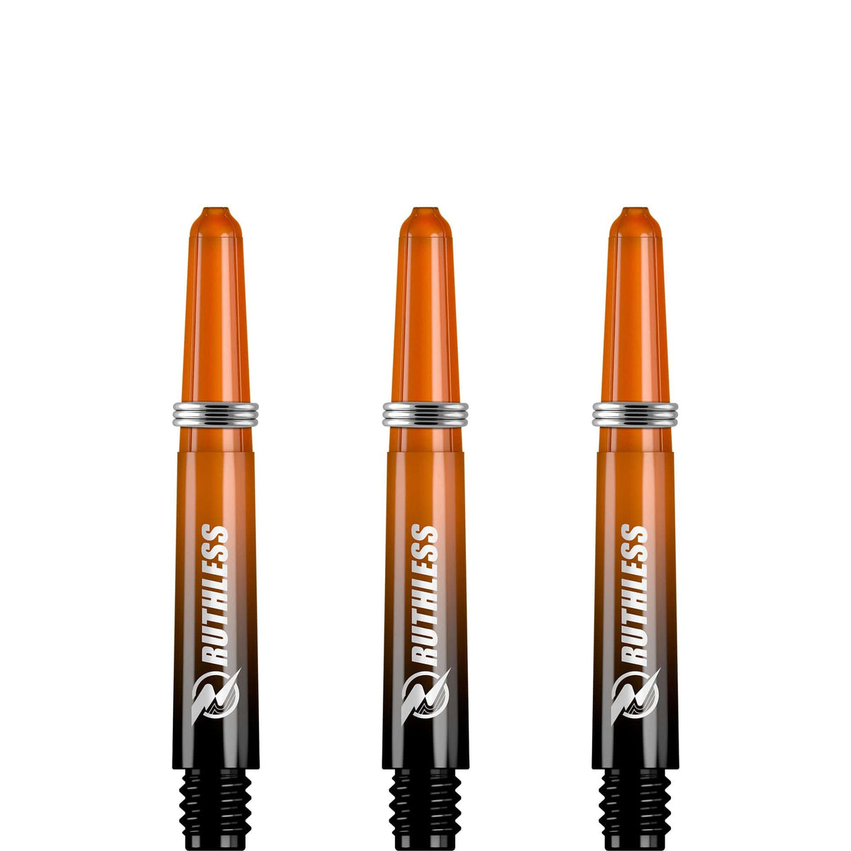 Ruthless Deflectagrip Plus Dart Shafts - Polycarbonate Stems with Springs - Orange Short