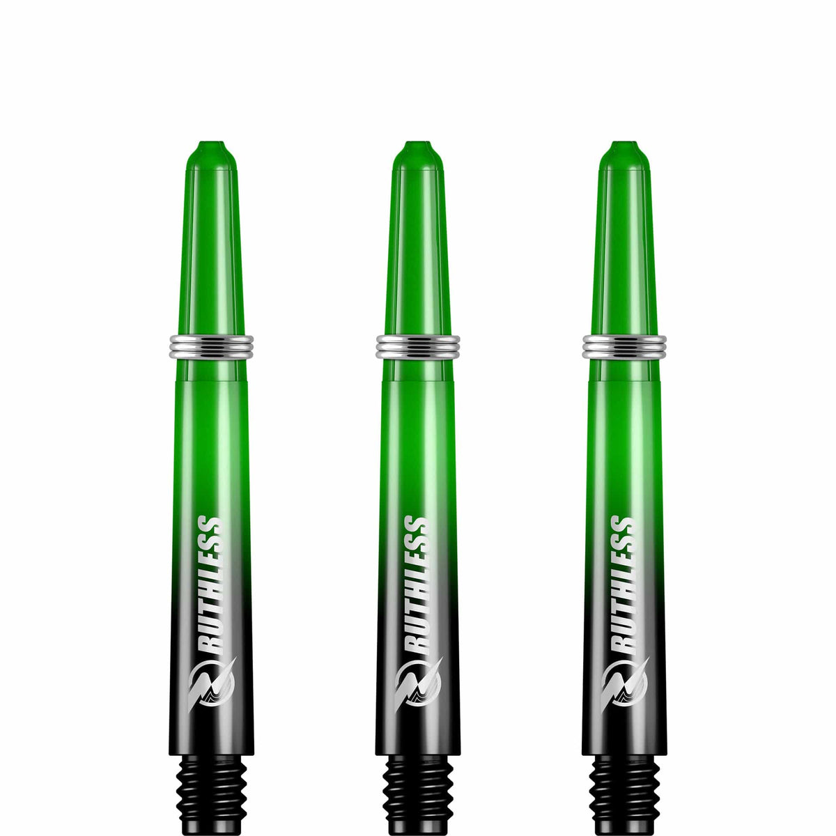 Ruthless Deflectagrip Plus Dart Shafts - Polycarbonate Stems with Springs - Green Tweenie