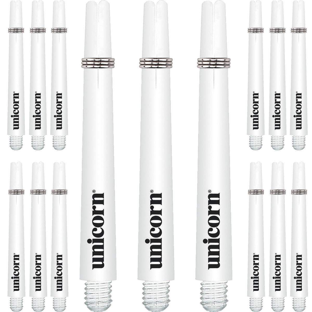 Unicorn Gripper 3 Dart Shafts - VALUE PACK - 5 Sets - White Medium