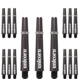 Unicorn Gripper 3 Dart Shafts - VALUE PACK - 5 Sets - Black Short