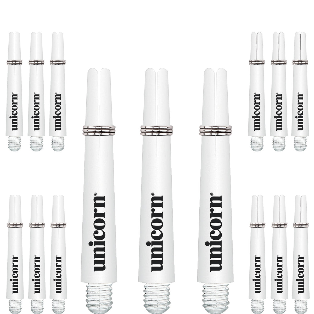 Unicorn Gripper 3 Dart Shafts - VALUE PACK - 5 Sets - White Short