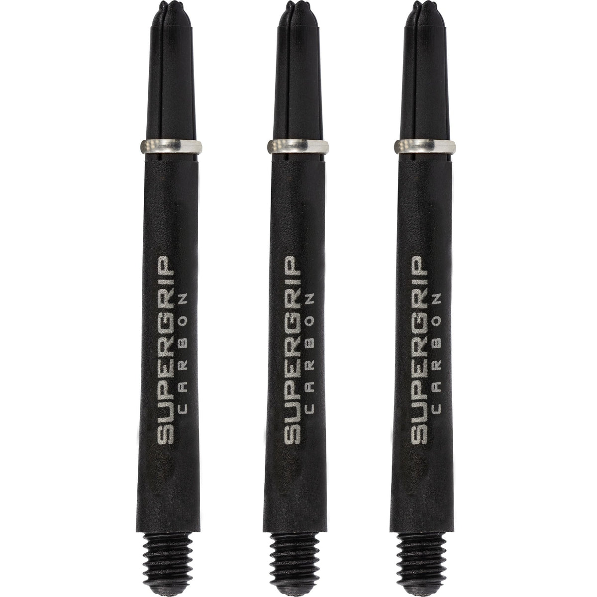 Harrows Supergrip Carbon Dart Shafts - Black & Silver Medium