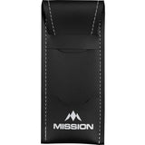 Mission Sport 8 Darts Case - Black Bar Wallet with Trim White