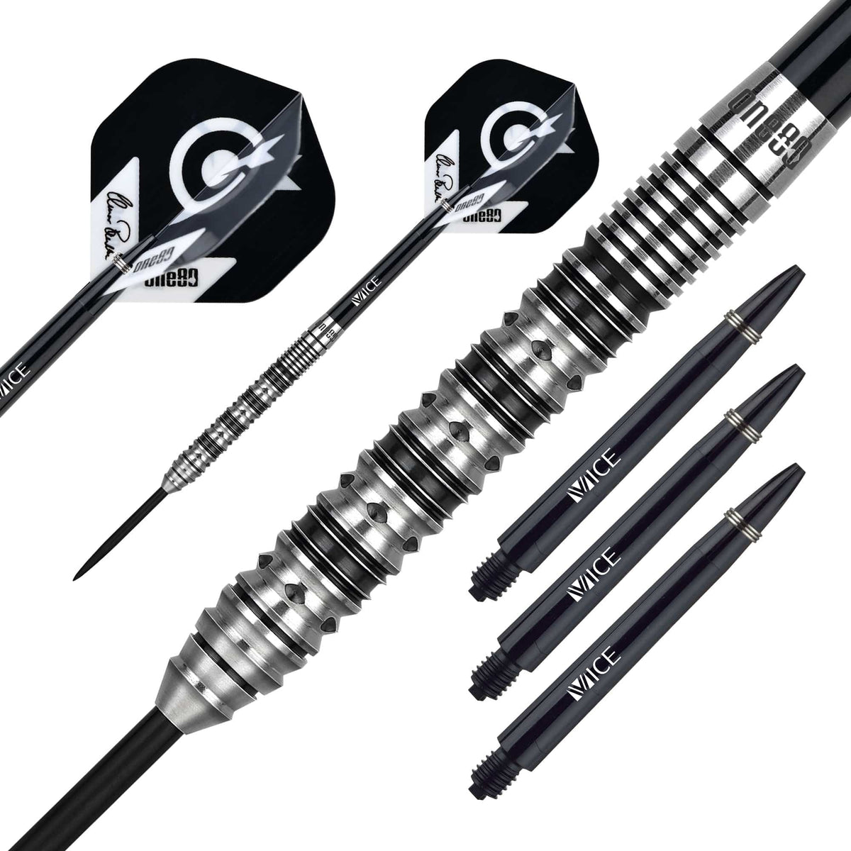 One80 Elmar Paulke Darts - Steel Tip - V2 - Black & Silver