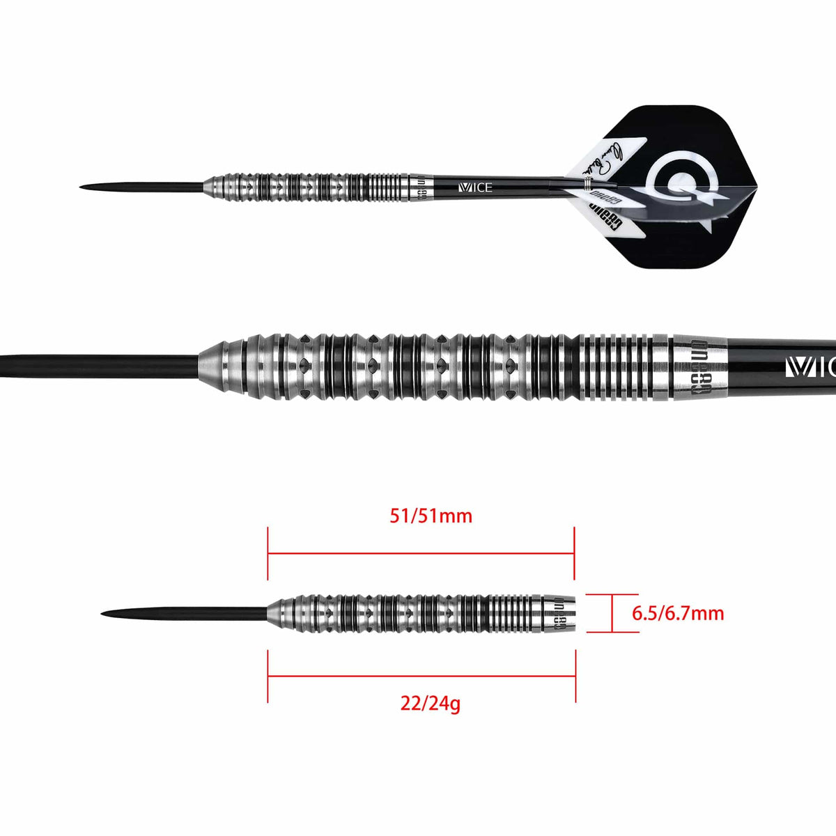 One80 Elmar Paulke Darts - Steel Tip - V2 - Black & Silver