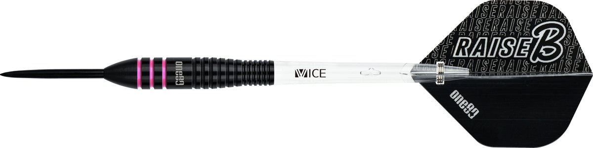 One80 Raise B Darts - Steel Tip - Black - Pink Rings