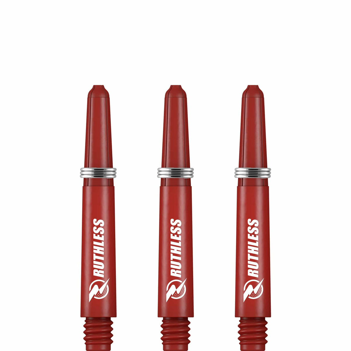 Ruthless Deflectagrip Dart Shafts - Nylon Stems with Springs - Red Short
